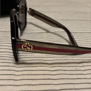 Gucci Black Glasses with Gold and Red Accents